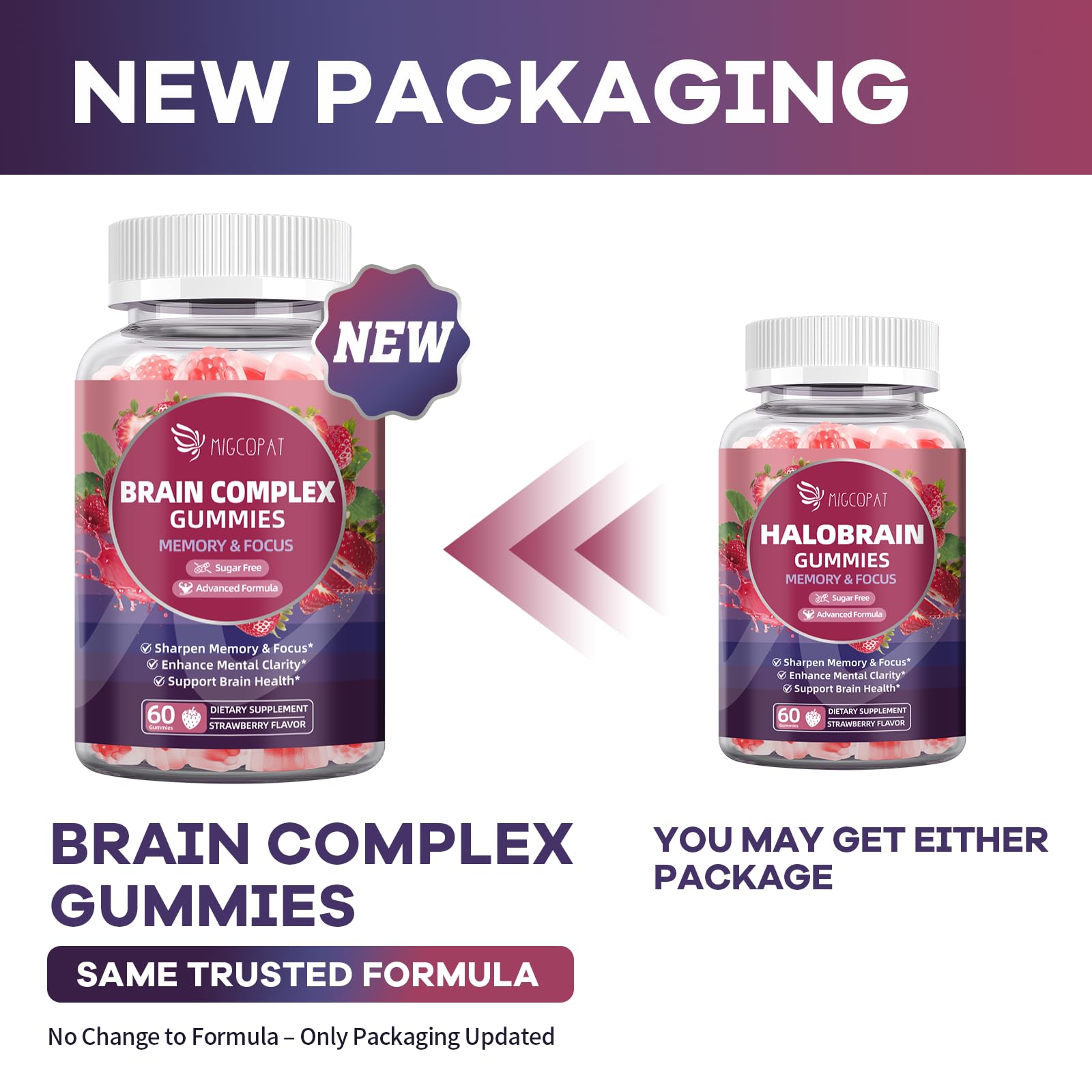 Migcopat Brain Supplements for Memory & Focus – Nootropic Gummies w/Bacopa, Lion’s Mane, Ginkgo & 10-in-1 Mushroom Complex, Mental Clarity & Cognitive Support, Caffeine-Free Strawberry Flavor 60 Cts — Amazon image 6