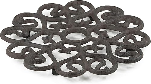 Miniatura 9 de GASARÉ, Salvamanteles de hierro fundido para platos calientes, ollas y sartenes, salvamanteles de metal, diseño victoriano, tapas de patas de goma,