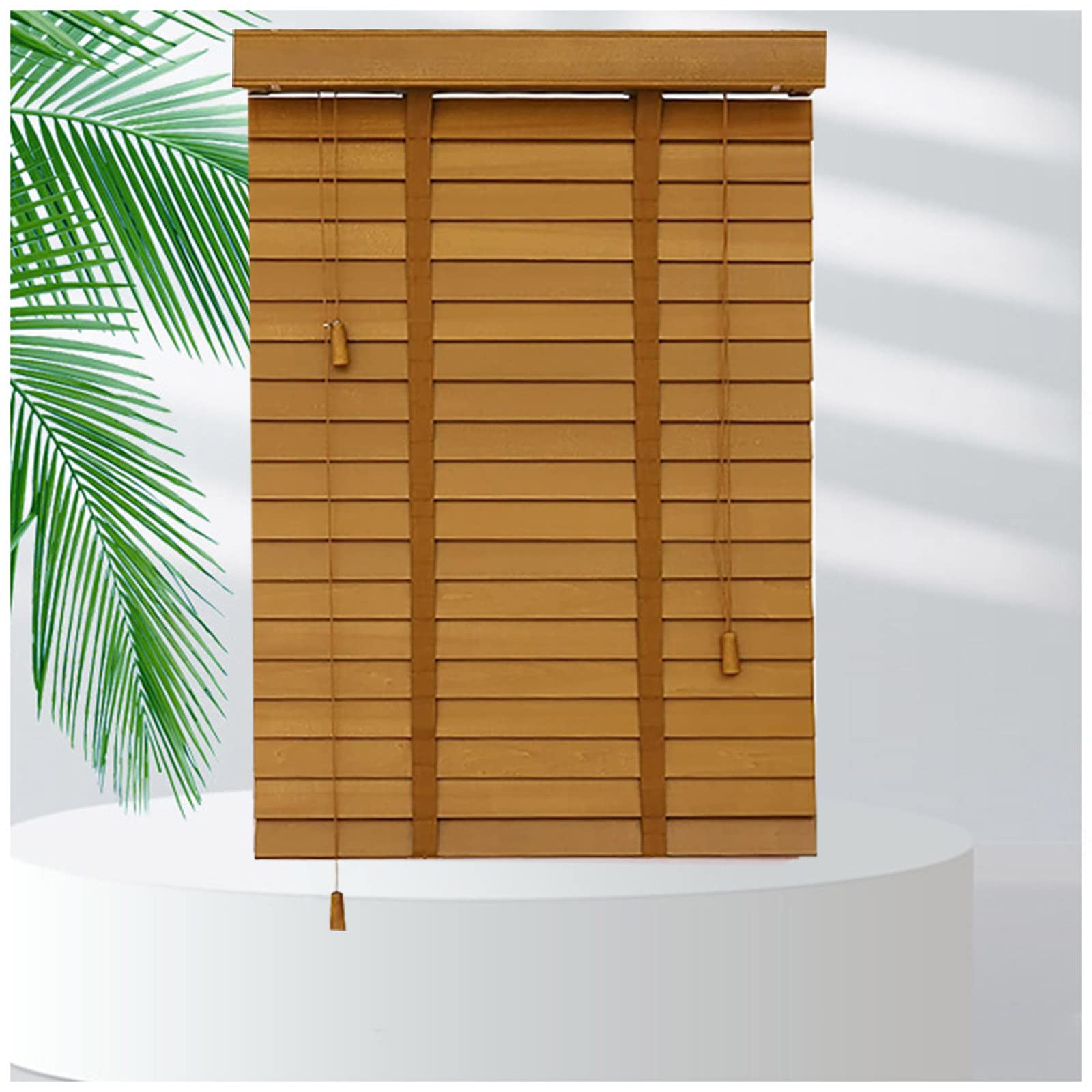 Brown Wooden Venetian Blinds, Horizontal Window Blinds, Solid Wood Blinds, Thermal Insulated Venetian Shades for Kitchen/office,WxH-125x225cm/49 x 89in
