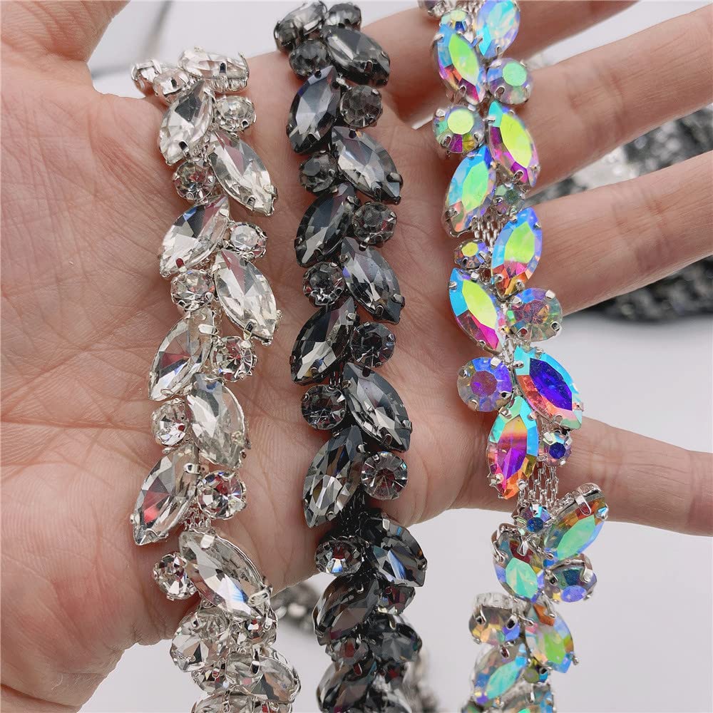 1 Yard Strass Garniture Cristal Chaîne Mariage Strass Frange
