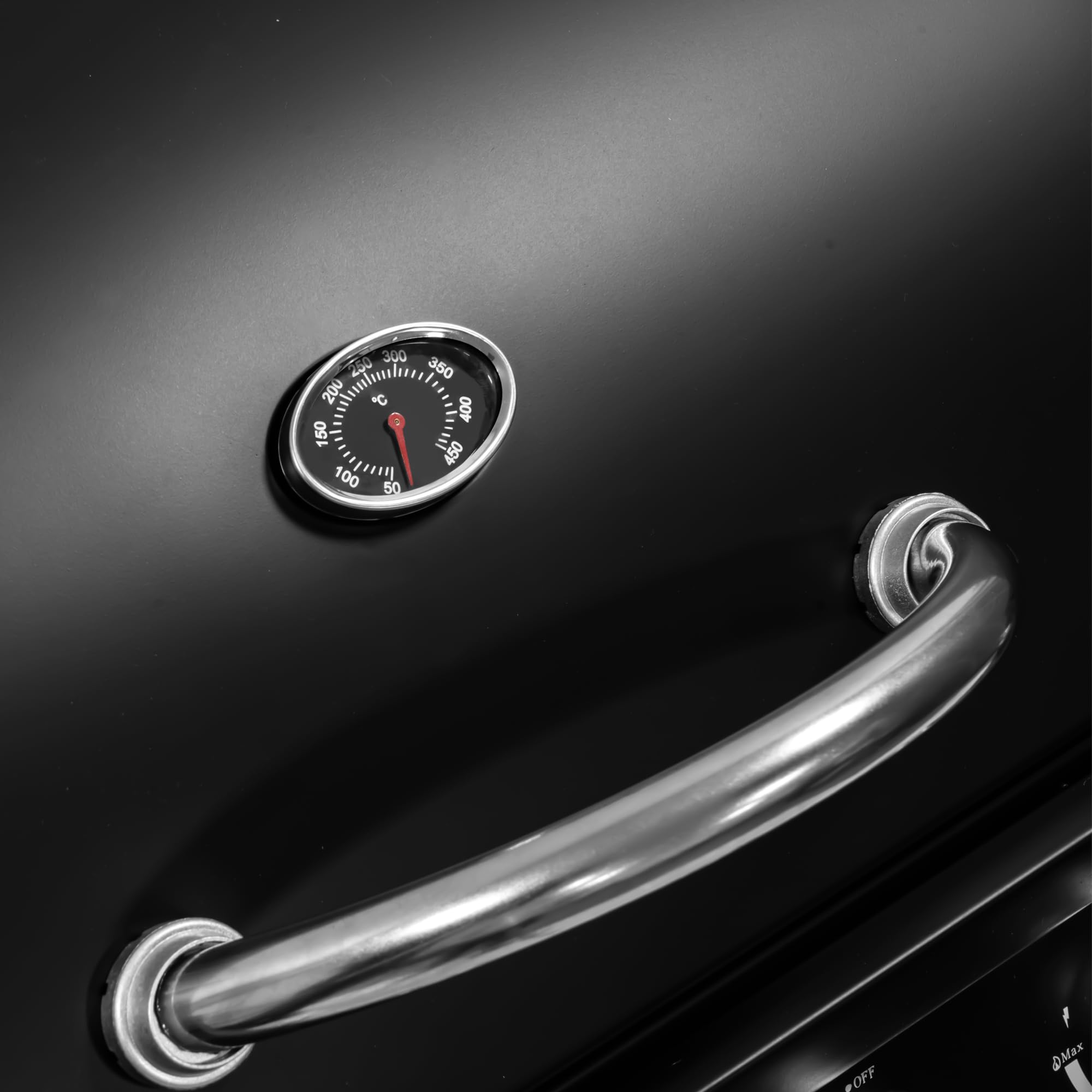 Amig - Barbacoa de gas Fireplus 3+1 de 8,4 kW - Acero inoxidable Negro - Parrilla con ruedas Modelo GRILL-3F - Barbacoa XXL con carro y termómetro - 117x52x103 cm - 4 quemadores y Bandeja lateral