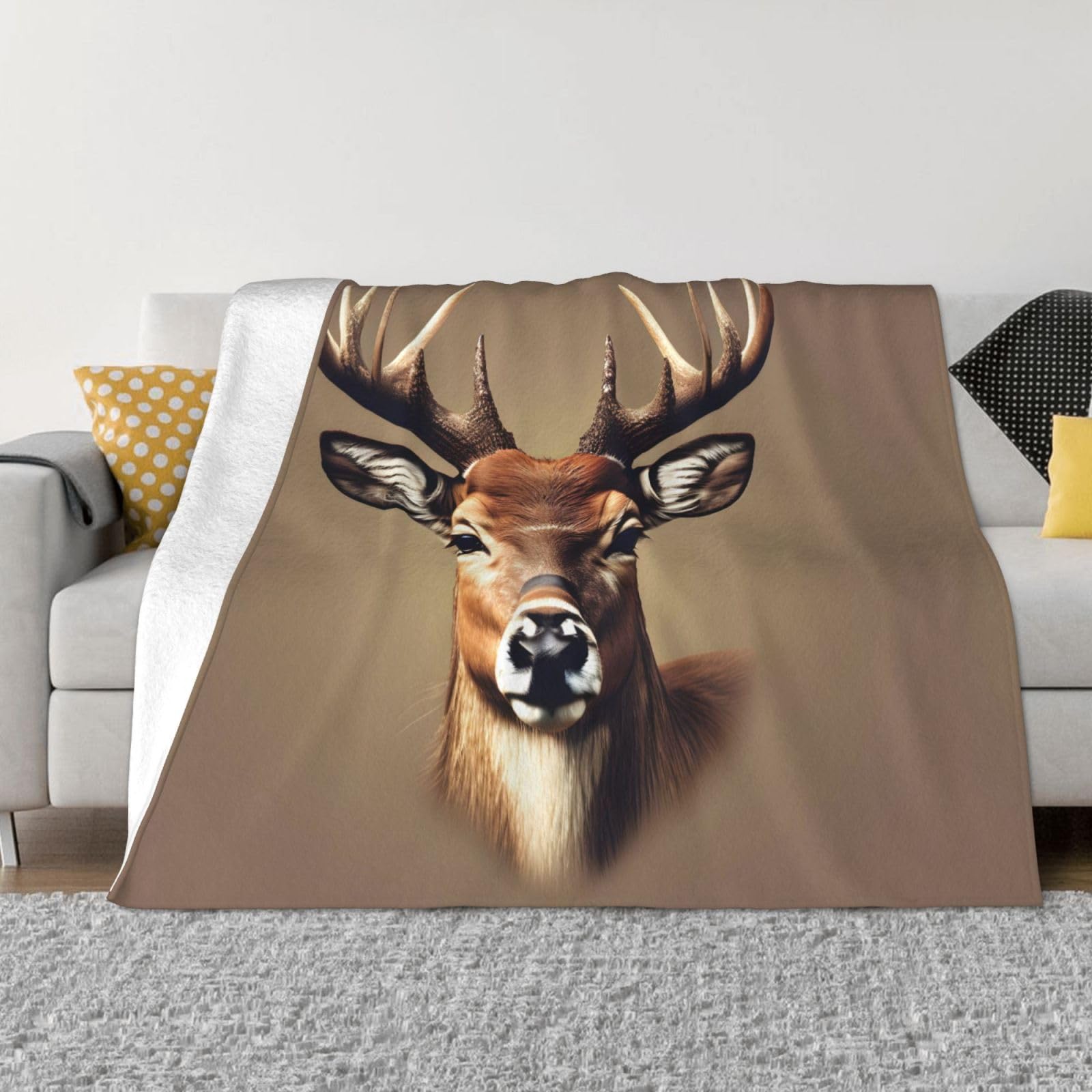 Plaid lit tête de cerf en flanelle pour des soirées cocooning au salon