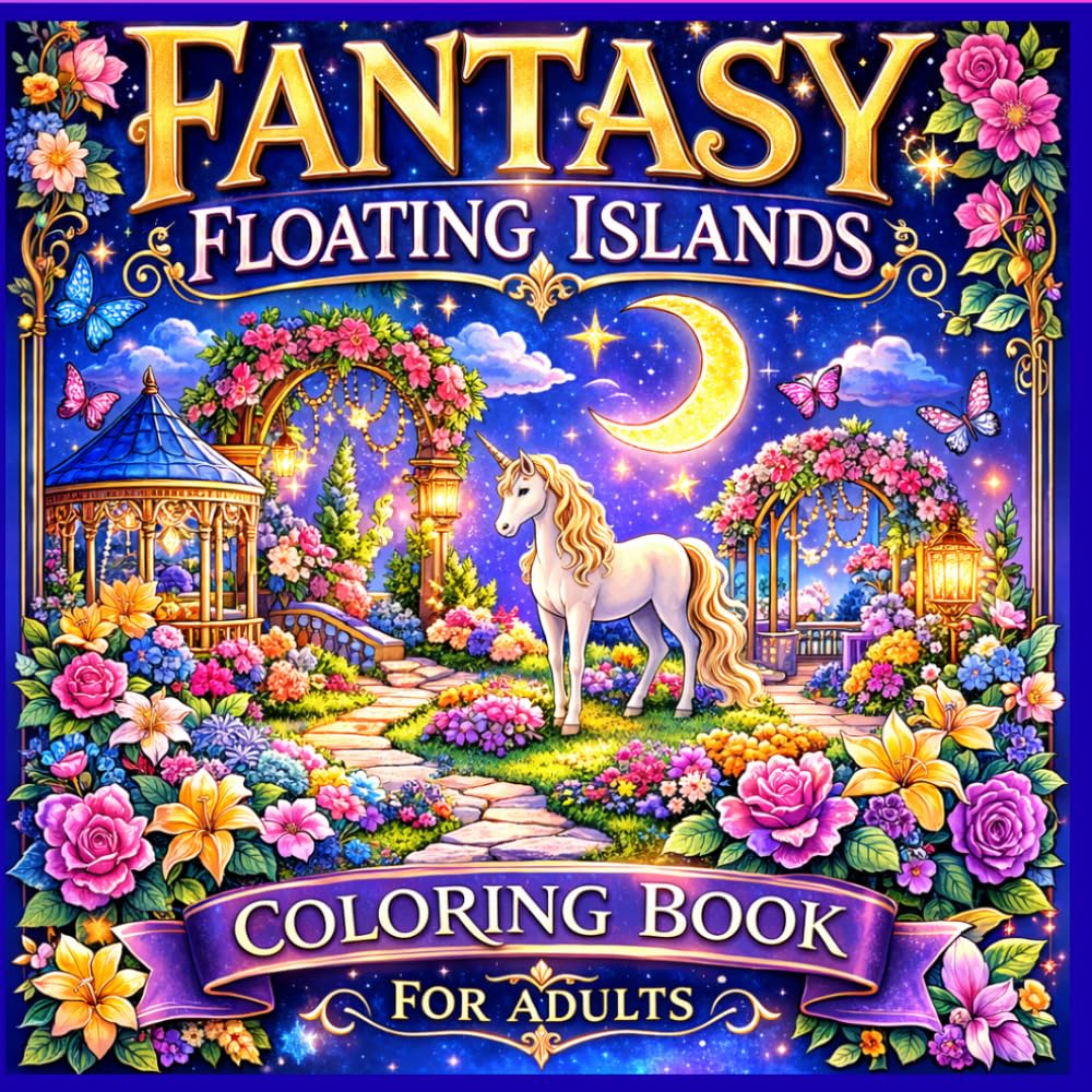 Fantasy Floating Islands: A Beautiful Fantasy Coloring Book for Adults