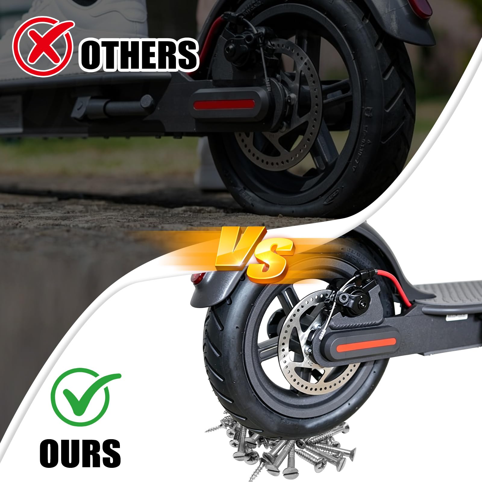 Roue arrière de trottinette électrique 8,5 pouces, pneus gonflables avec frein à disque de 110 mm, robuste et fiable, anti-crevaison et résistant à l'abrasion pour Xiaomi M365/1S/Lite