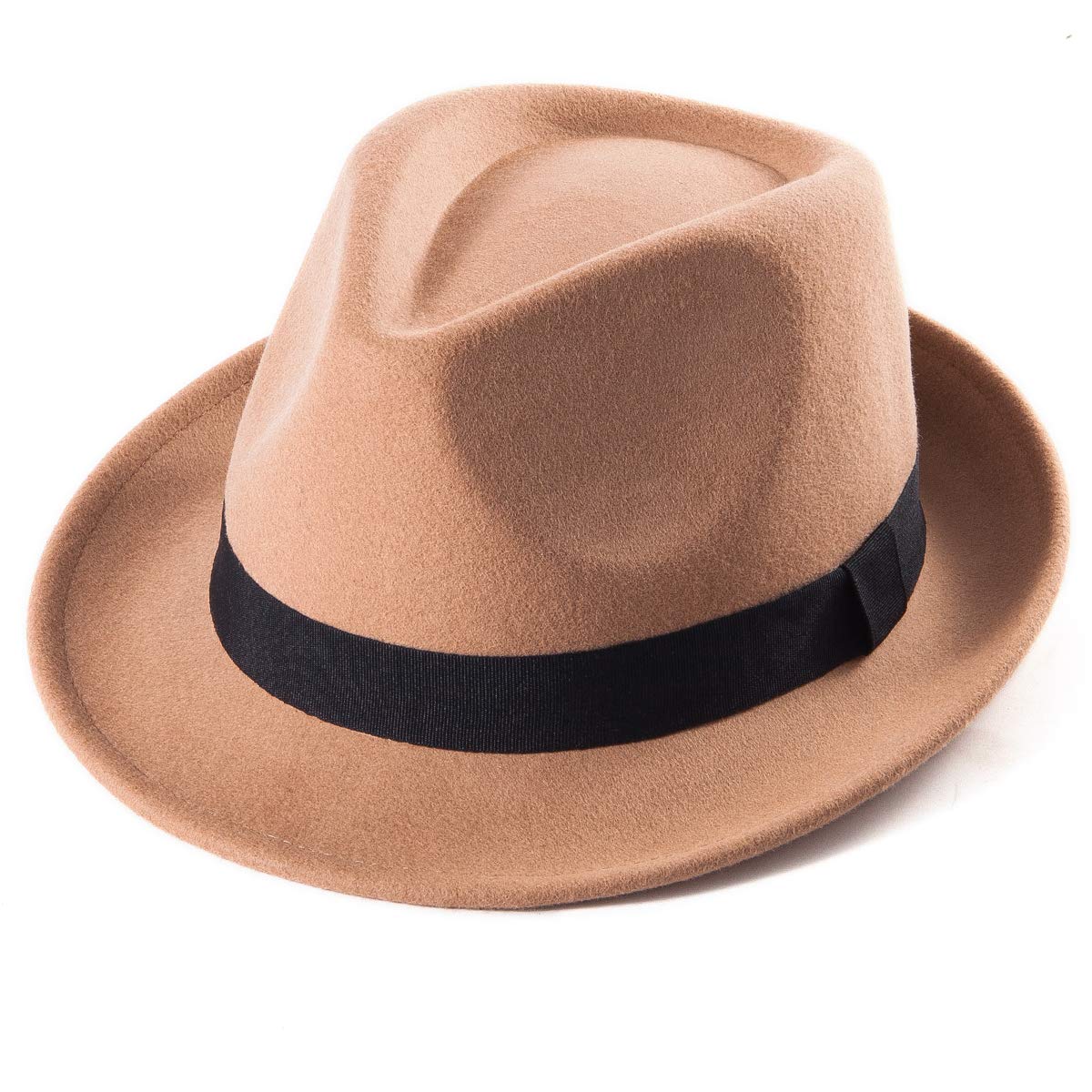 LADYBRO Straw Trilby Fedora Hat for Men Women 1920s Wool Felt Panama 7 1/4