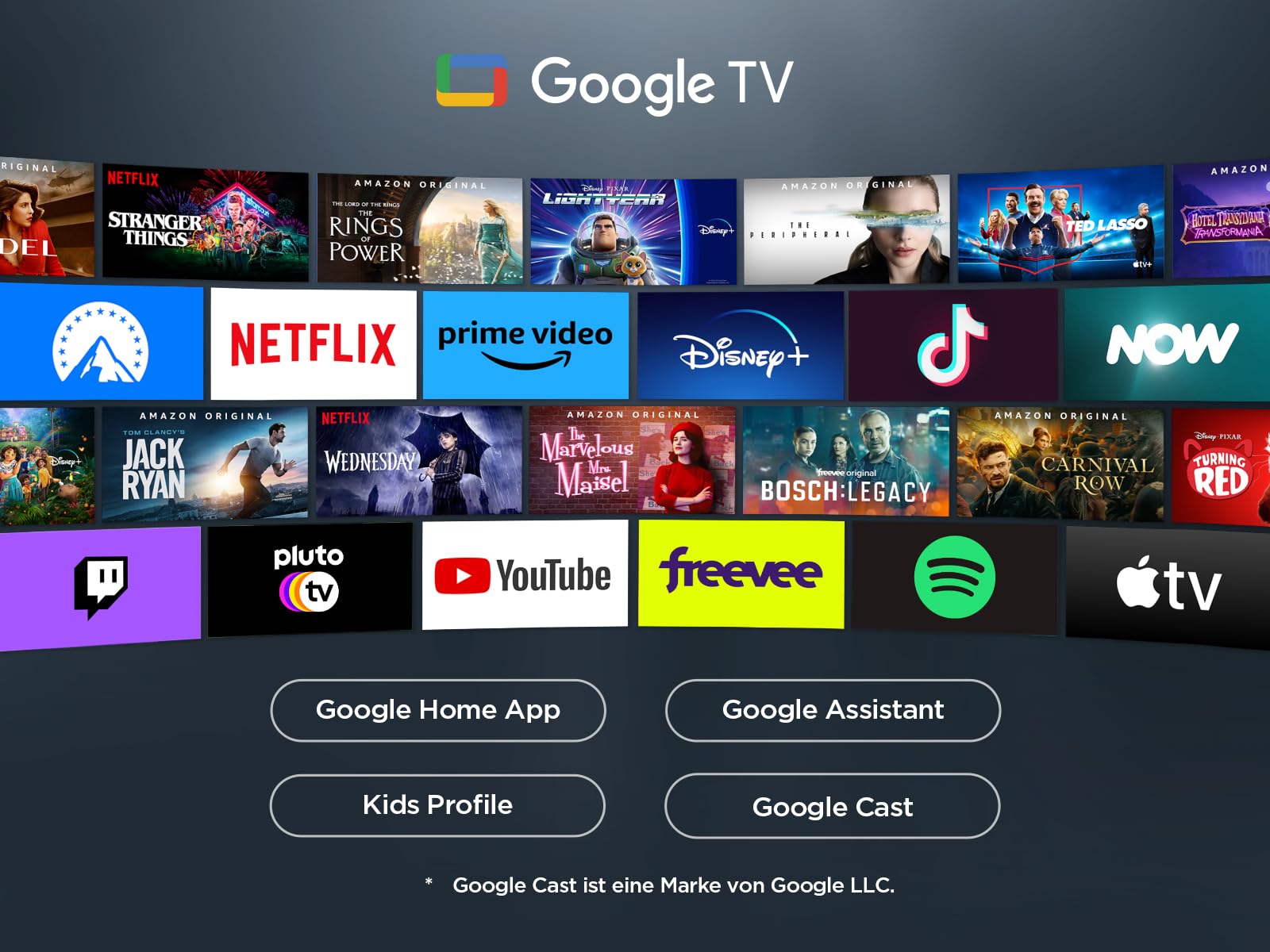 TCL 55V6C 55 Zoll Direct LED TV, 4K HDR Fernseher, Smart TV mithilfe von Google TV (Dolby Audio, Motion Clarity, Kompatibel mit Google Assistant & Alexa)