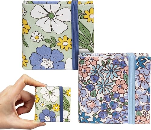 2 mini cuadernos de bocetos de acuarela, cubierta de tela cuadrada portátil de 2.4 x 2.4 pulgadas, 20 hojas de papel de dibujo texturizado de 10.58