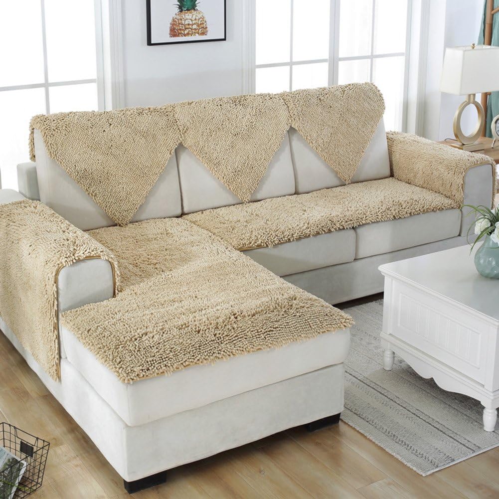 FDJKGFHGFCGDFGDG Snow Neil slipcover Sofa,European Style Plush Sofa slipcover Winter Slip Leather Sofa mat Fabric Bay Window seat Cushion-Light tan 60x100cm(24x39inch)