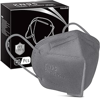 Hotodeal KN95 Face Mask 20 PCS,5 Layers Cup Dust Mask Against PM2.5 from Fire Smoke, Dust, for Men, Women, Essential Workers(Grey)