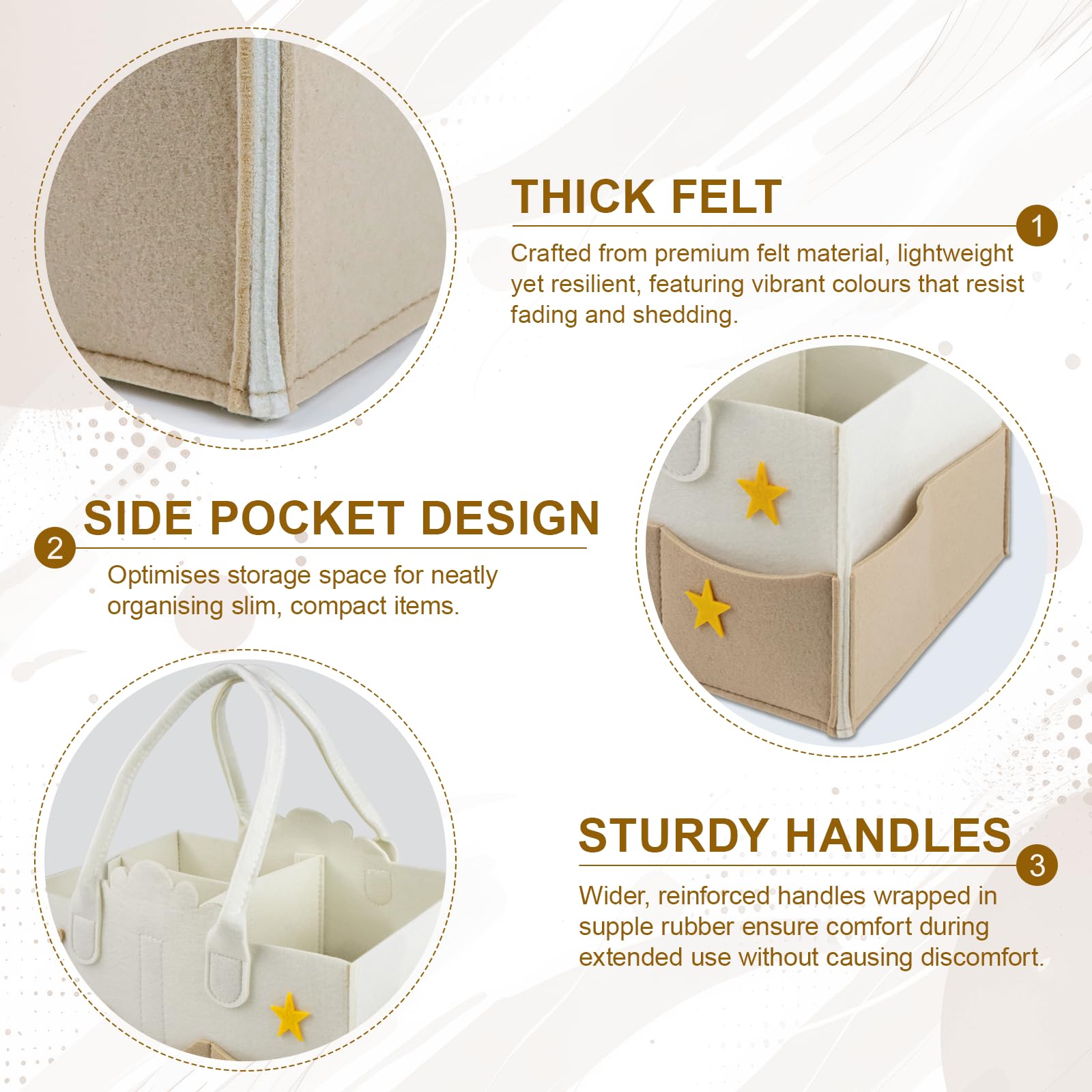 xiruiubao Changing Organiser Home Felt Material Nappy Wrap Organiser, Changing Basket with Removable Compartments - Image 4