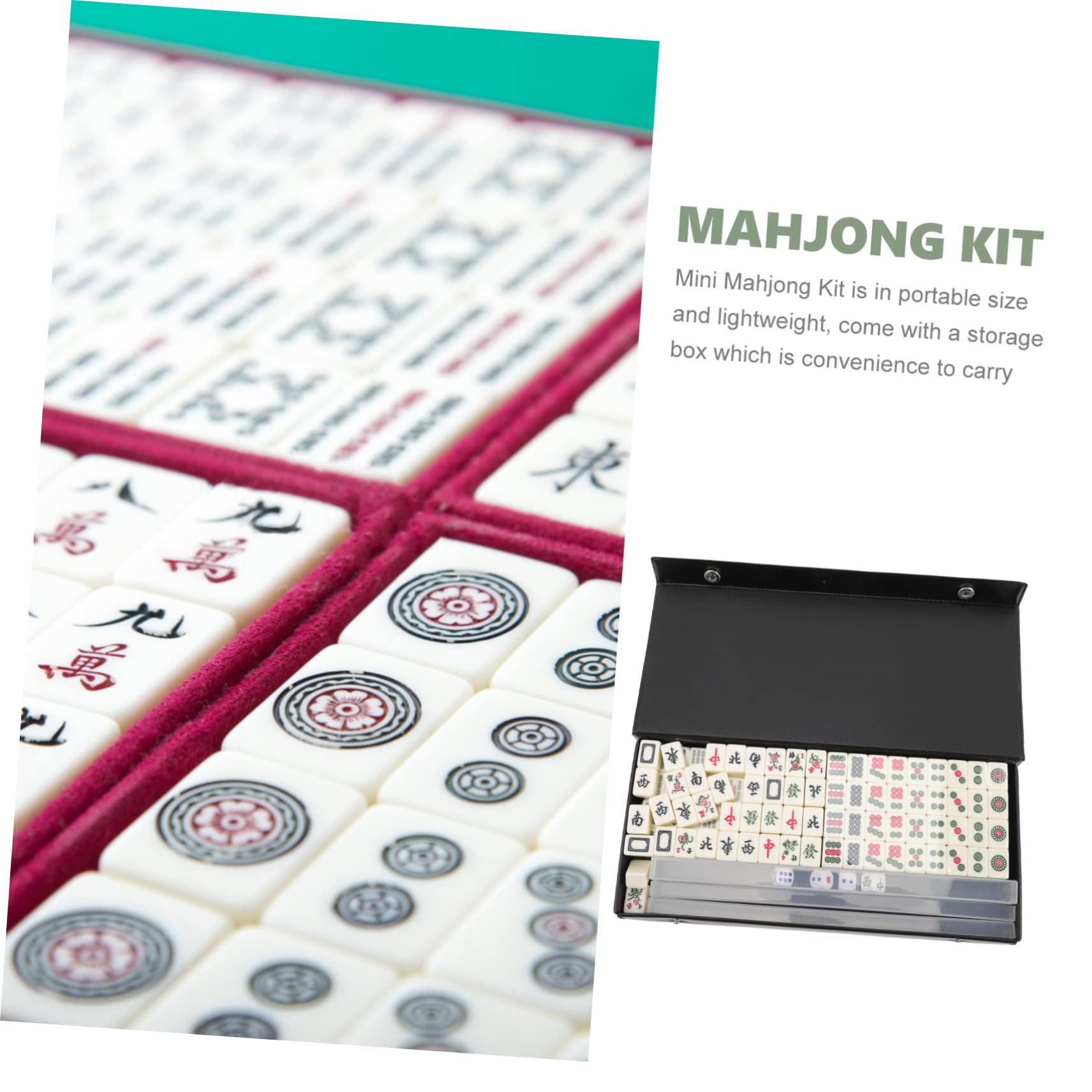 Mini Jeu de Mahjong Chinois 2,0cm en Acrylique, 1 Set Portable
