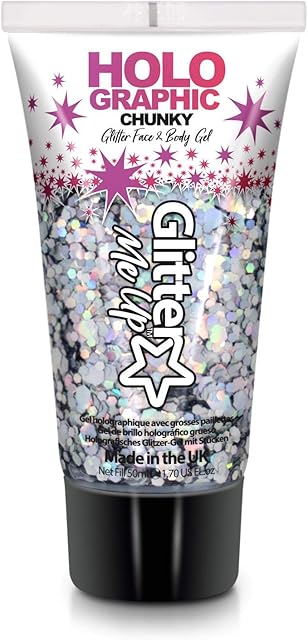 Chunky Cosmetic Glitter gels 50ml for face, Body & Hair from PaintGlow (Vegan) (Intergalactic)