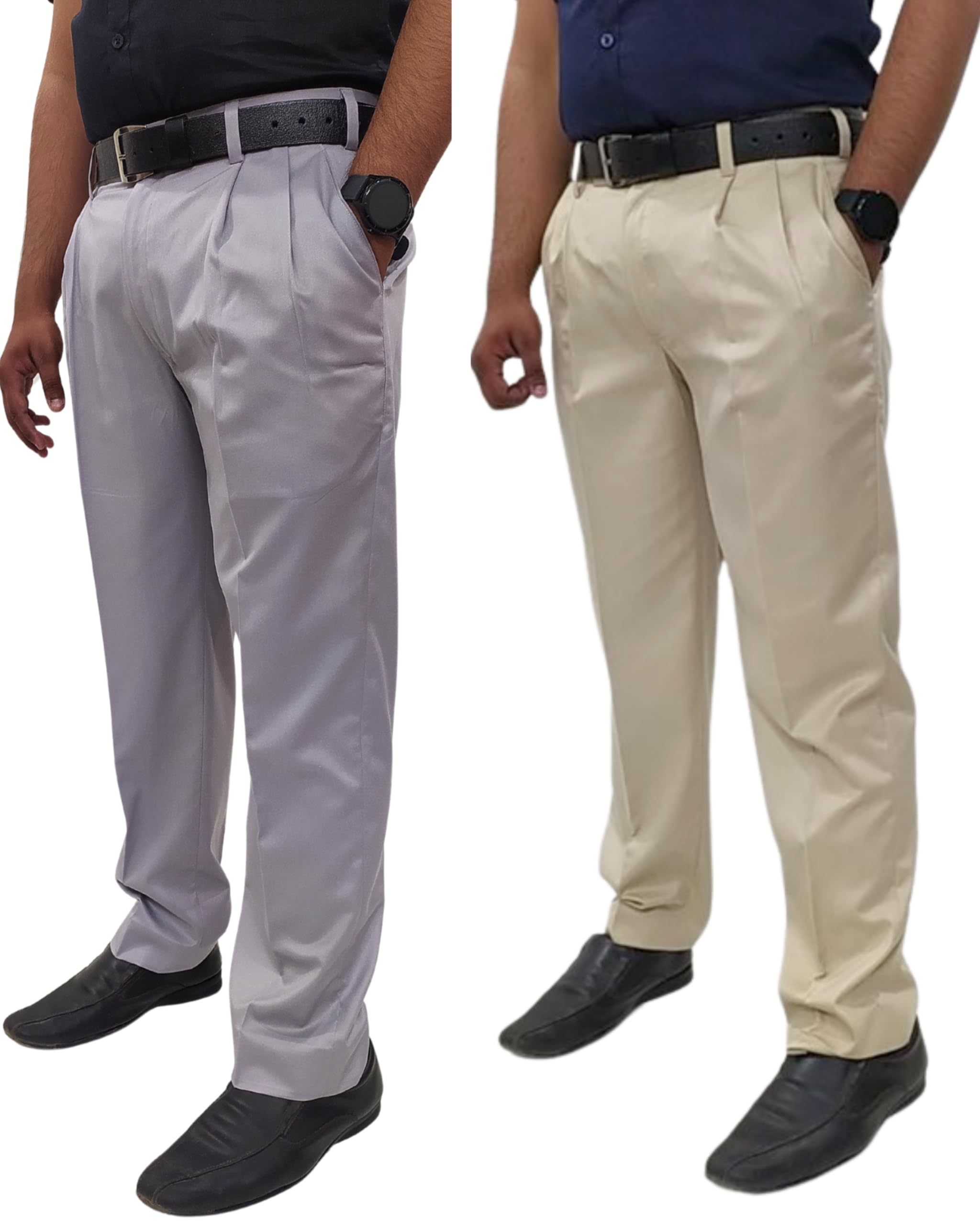 clavelite Formal Pleated Trouser Combo for Men Gents Regular fit Pants for Office Parties, Pack of 2-picture-49
