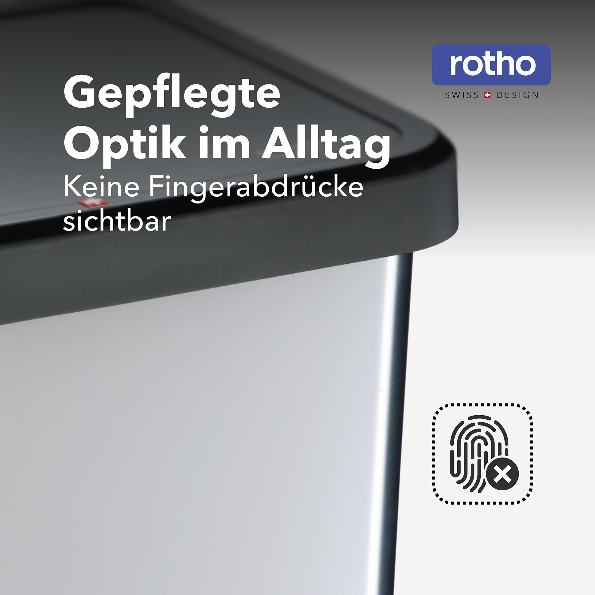 Rotho Paso Mülleimer 40l mit Pedal, Kunststoff PP BPA-frei, carbonmetallic