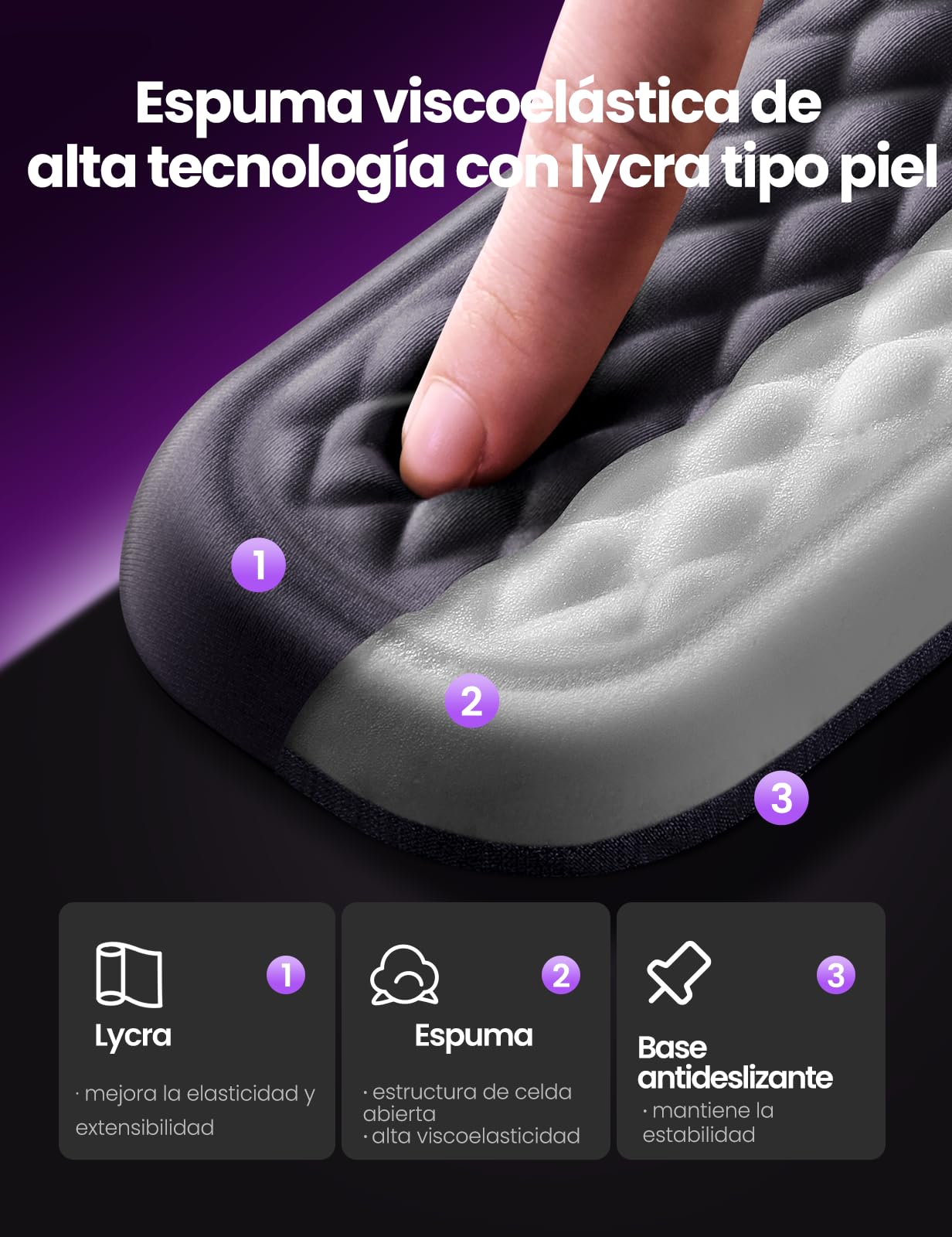 Vaydeer Juego de Reposamuñecas Ergonomicas de Espuma Viscoelástica para Teclado y Mouse, para Oficina, Gaming - Negro