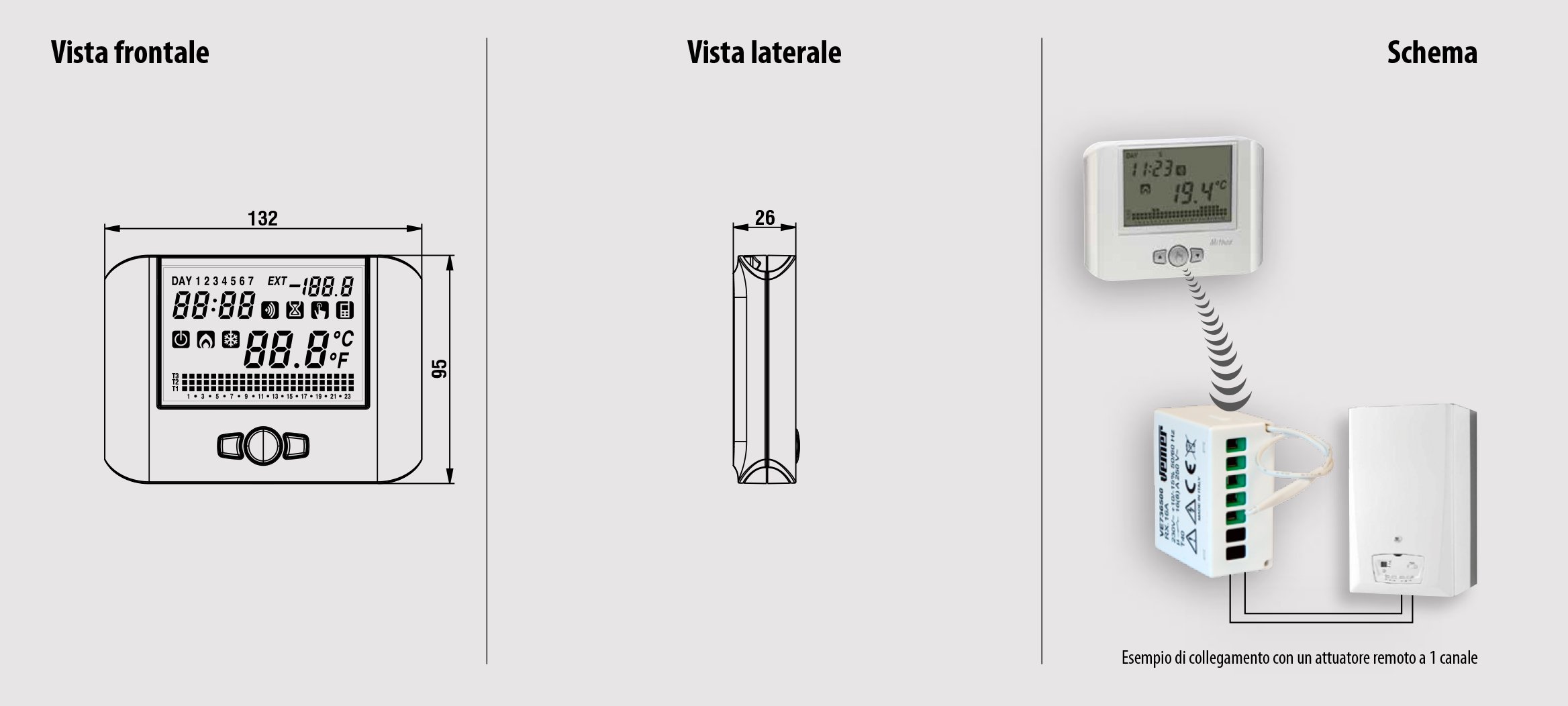 VEMER VE428900 SET MITHOS RF - Set composto da 1 Cronotermostato RF da Parete a Batterie + 1 Attuatore Remoto RF, Bianco