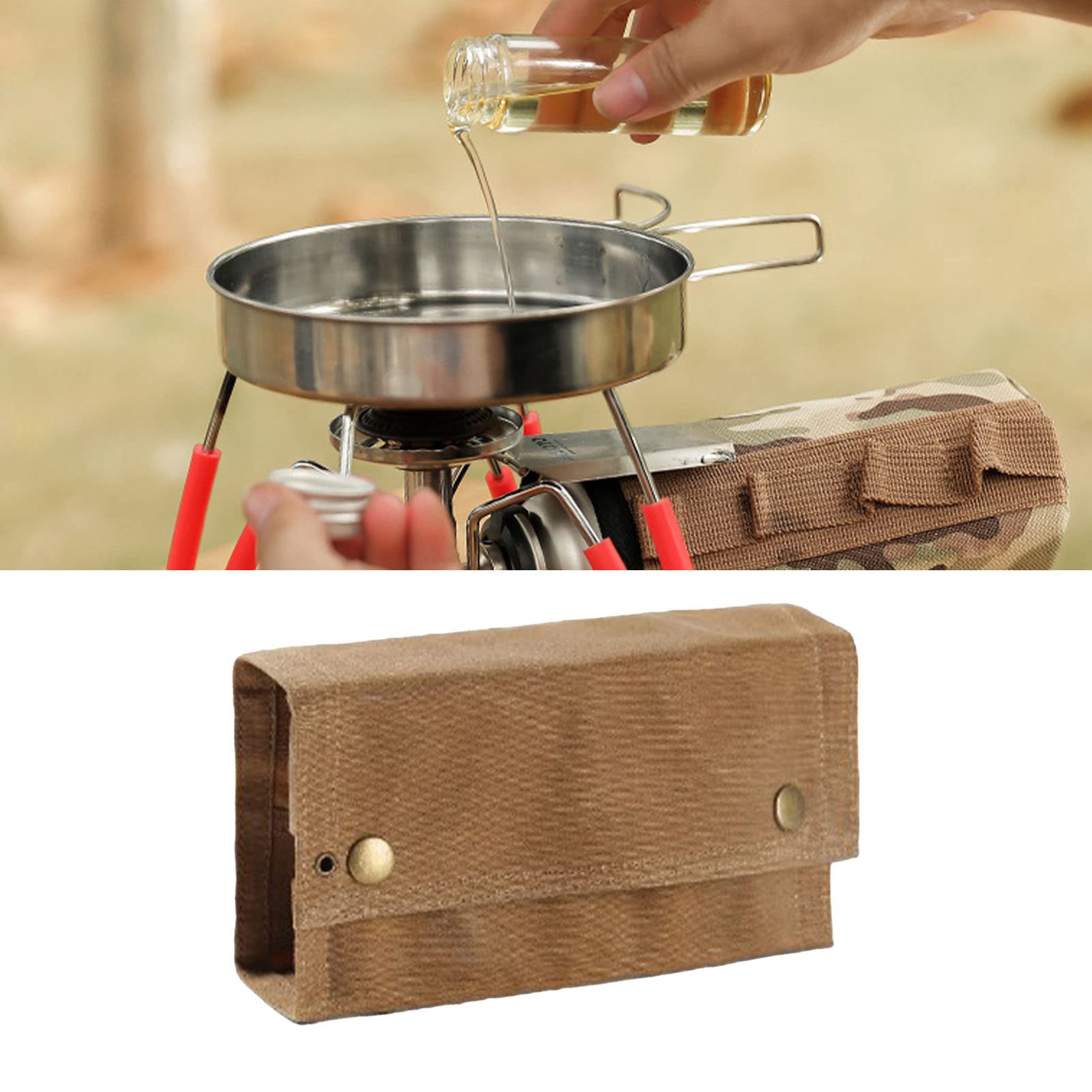 Portable Spice Bag, Camping Spice Kit, Foldable 9 Pockets Portable Canvas Seasoning Jar Holder, Easy to Carry - Image 4