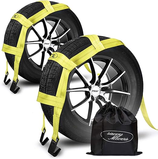 Tow Dolly Straps with Flat Hooks & Carrying Bag (2 Pack