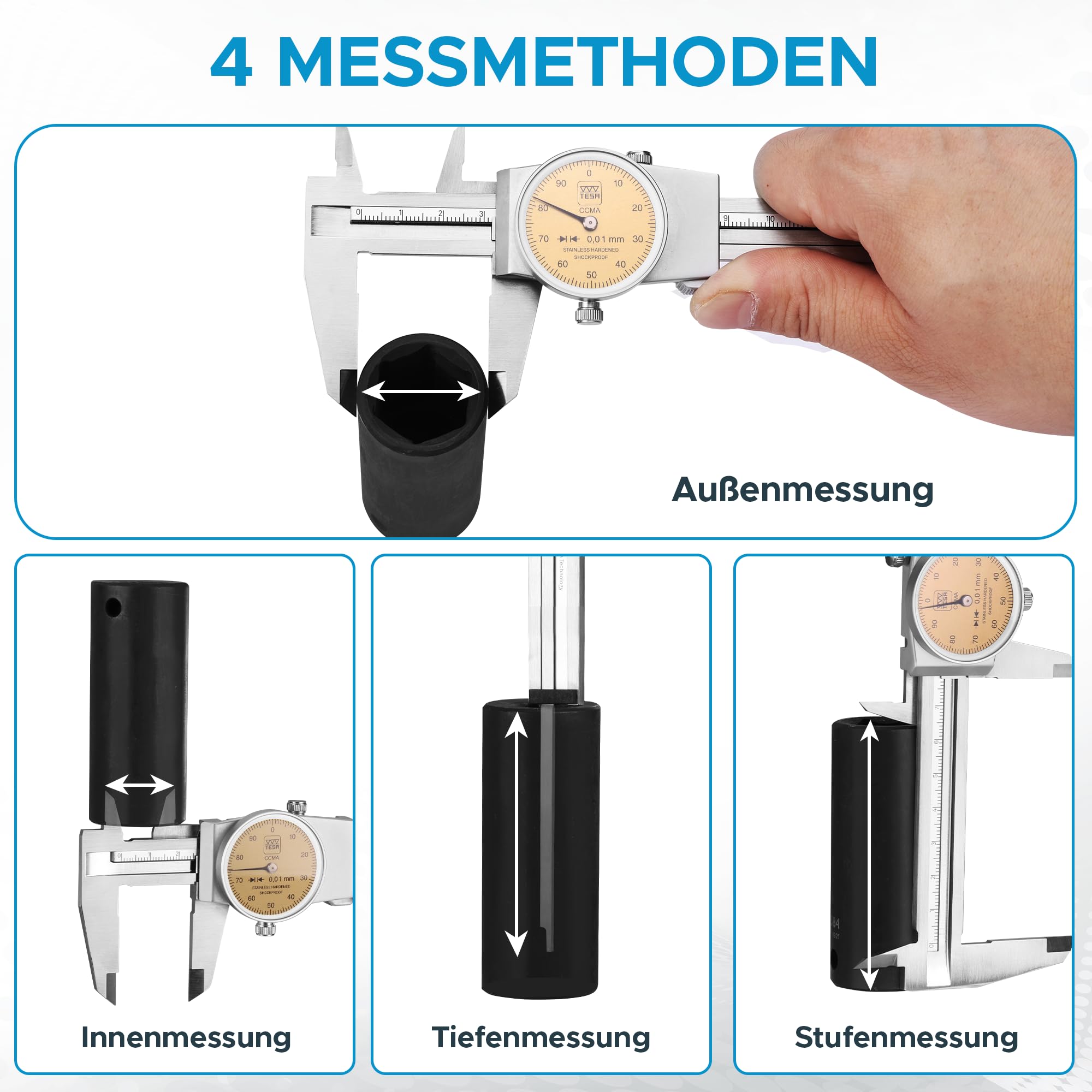 tesa 00510050 ccma-m Modell Bremssattel, 0,01 mm, 0 mm/150 mm Messbereich