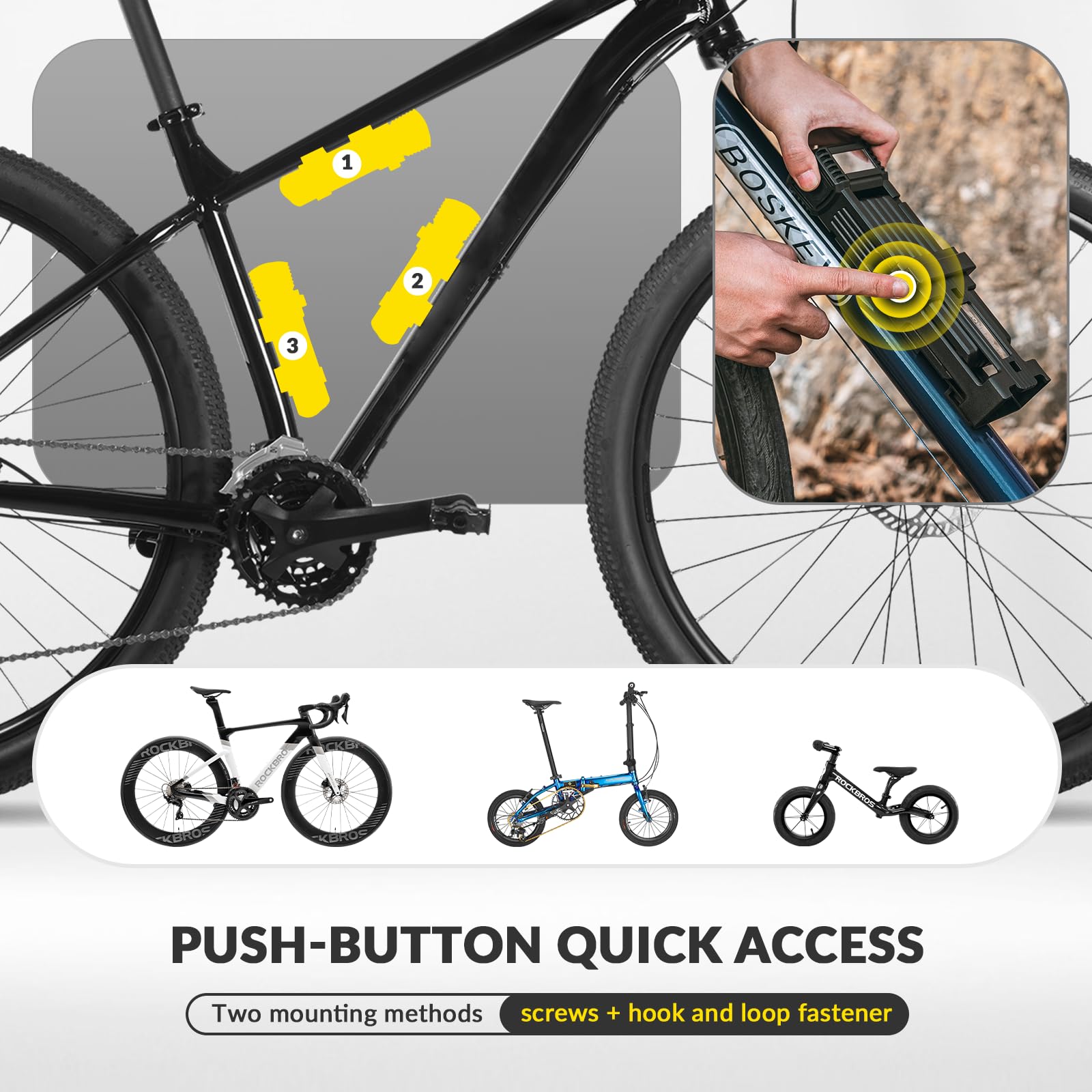 ROCKBROS Antivol Pliable Vélo 88 cm, Antivol pour Vélo Haute Sécurité avec 2 Clés, Cadenas Vélo Portable avec Support de Montage pour Vélo VTT Vélo Électrique Moto Scooter