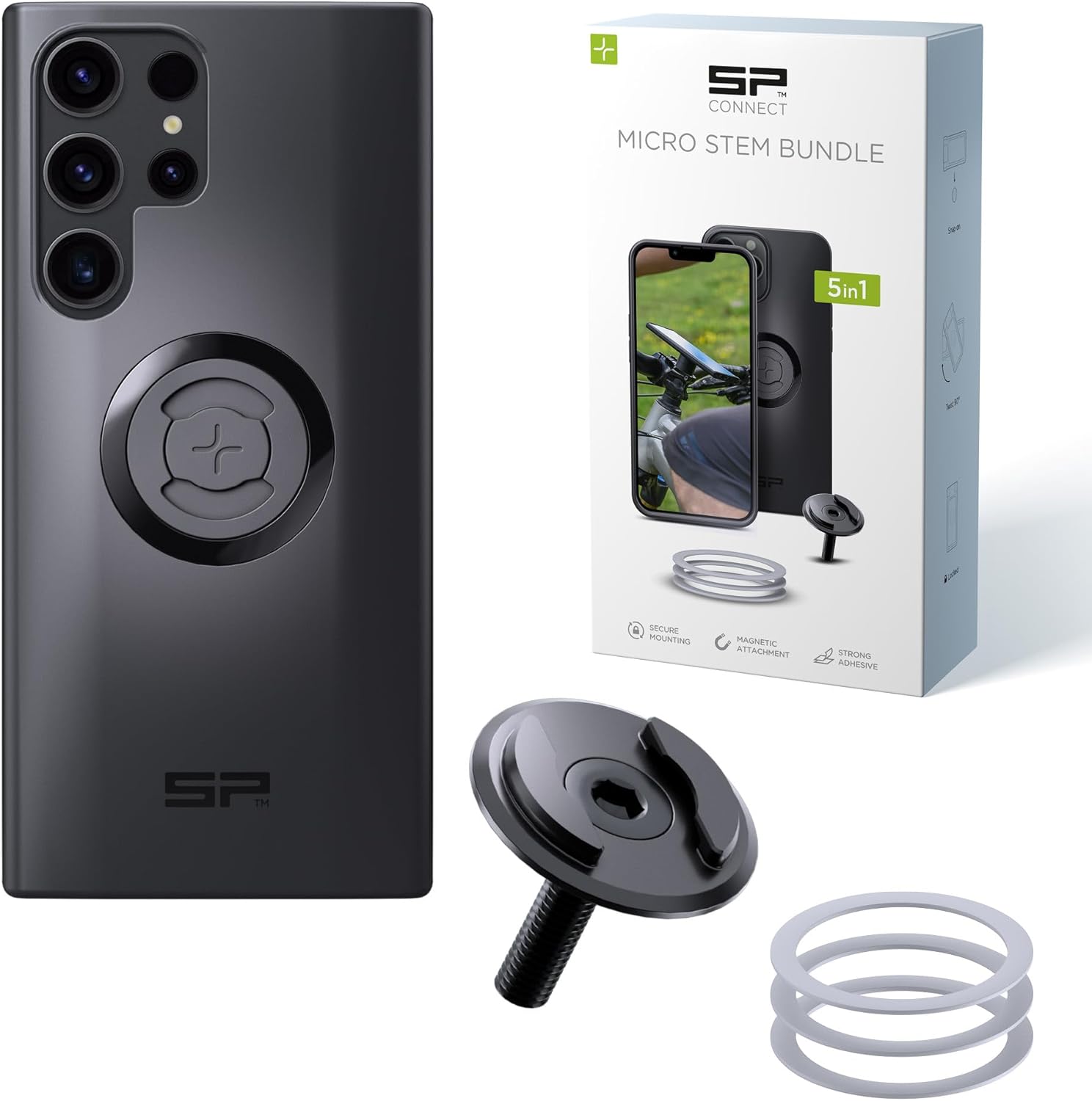 SP CONNECT Micro Stem Bundle | SPC+ | Compatible with Samsung S23 Ultra | Premium Mobile Phone Holder for Cycling | Electric Bicycle Cell-Phone Holders | Road Bike E-Bike