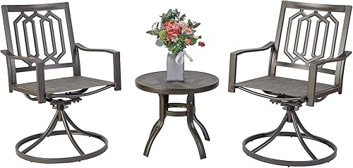 Miniatura 4 de Kozyard Paquete de 2 sillas giratorias de metal clásicas modernas para exteriores, patio, comedor, sillas mecedoras para patio trasero, patio o sala