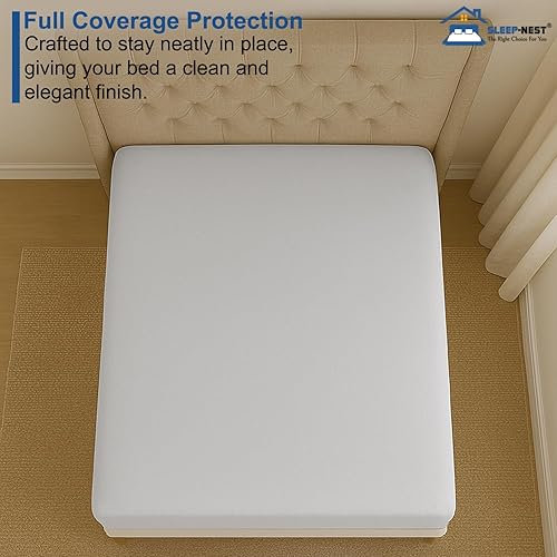 Miniatura 4 de SLEEP-NEST Sábana bajera tamaño King 100% algodón de fibra larga, lujosa y suave, elástica de 600 hilos, para colchones de hasta 16 pulgadas, tejido