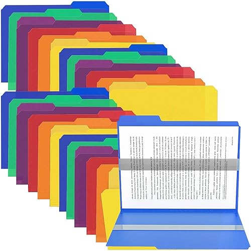 Carpetas de archivos de plástico Manila, paquete de 24 unidades, pestañas borrables de corte 13, carpeta de archivos de alta resistencia, archivador