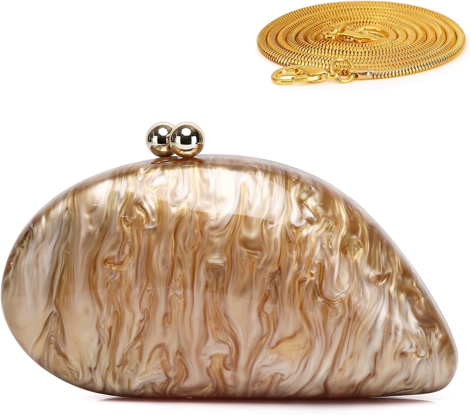Labair Acrylic Shell Shaped Bag Marble Purses handbags for Women Wedding Party Formal.