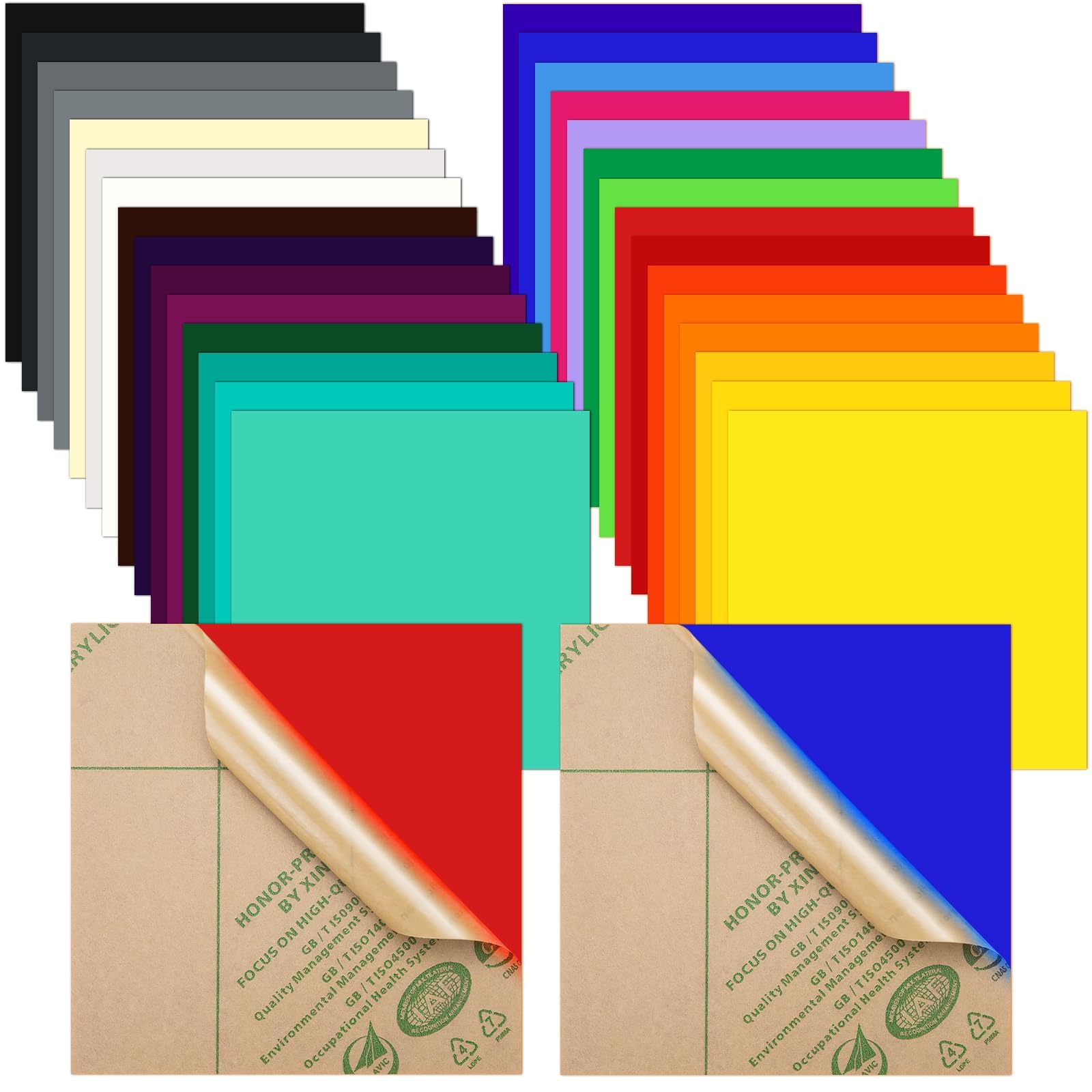 Lot de 30 Plaques Acryliques Colorées 15 x 15 cm, Feuilles Acryliques de 3 mm d’Épaisseur, Panneaux en Acrylique Opaque pour Découpe Laser, Gravure, Sciage et Projets DIY