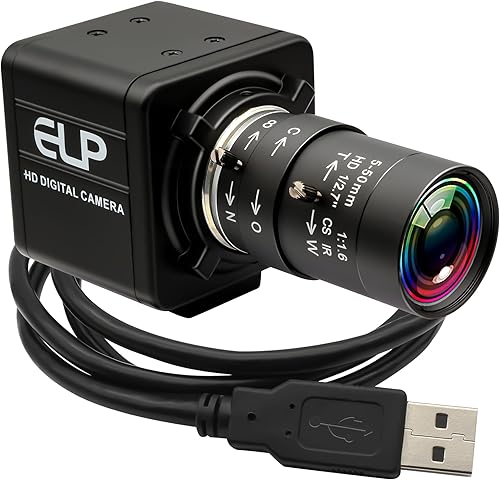 Cámara USB de 8MP Zoom Manual 0.197-1.969 in Lente Webcam Foco Variable Cámara PC Mini UVC USB2.0 USB con Cámara para Ordenador IMX179 Cámara de