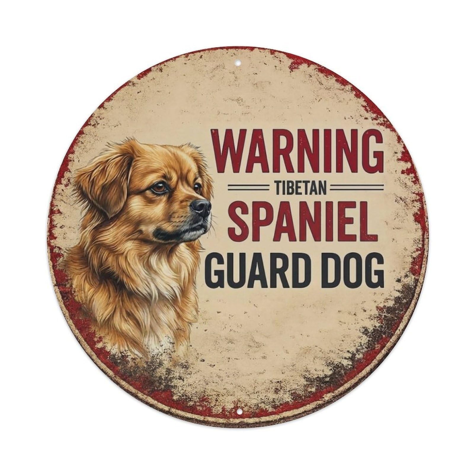 Tgrcjimh Style Metal Tin Sign Vintage Warning Tibetan Spaniel