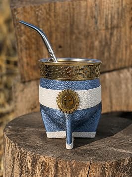 Imperial Mate Calabaza Gourd - Premium Handcrafted Yerba Cup, Bronze Accents, Argentian Edition with premium packing and straw Argentina