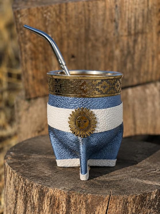 Imperial Mate Calabaza Gourd - Premium Handcrafted Yerba Cup, Bronze Accents, Argentian Edition with premium packing and straw Argentina