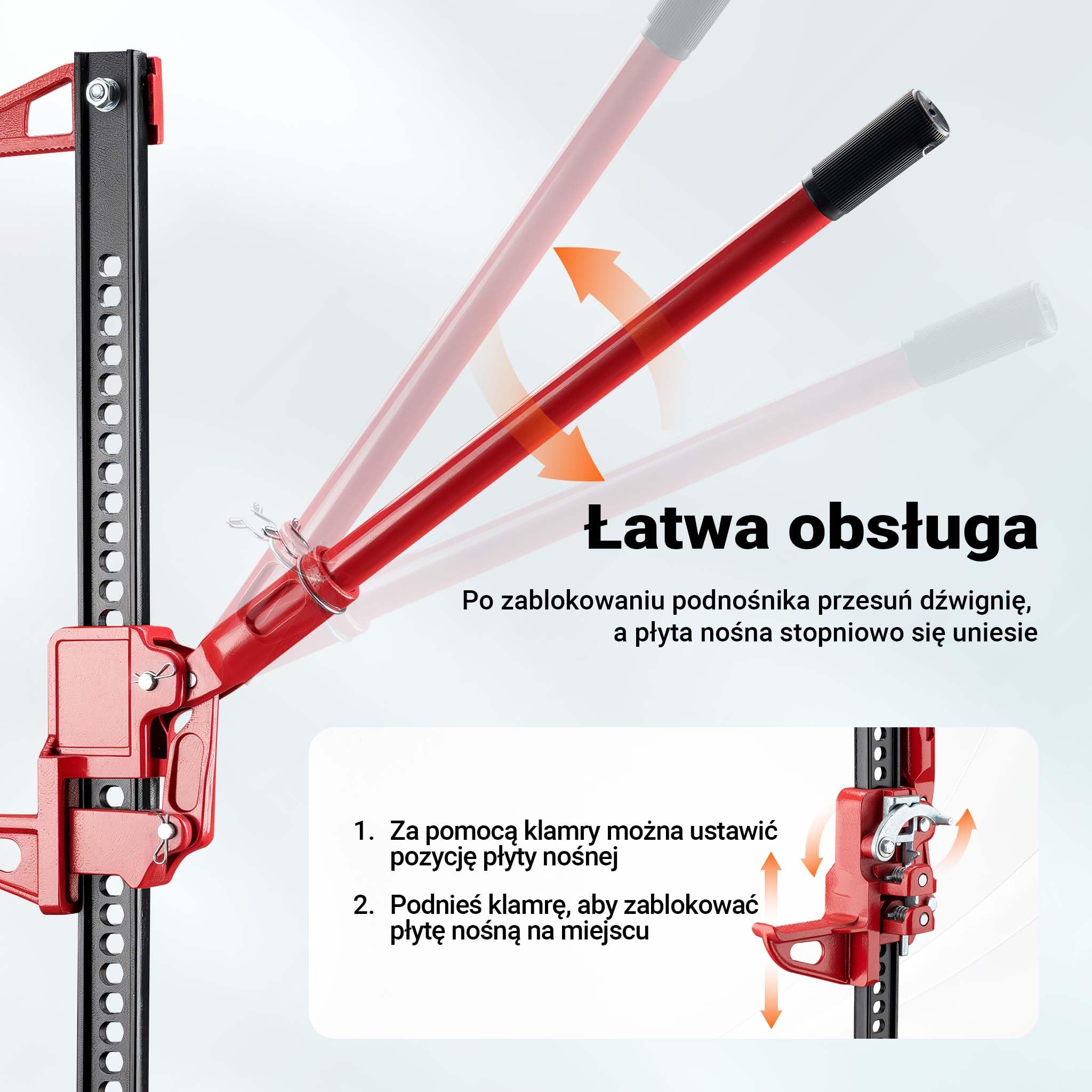 Wiltec Podnośnik farmerski 48" do 3000 kg udżwigu i maks. 105 cm wysokości podnoszenia, podnośnik terenowy do samochodów