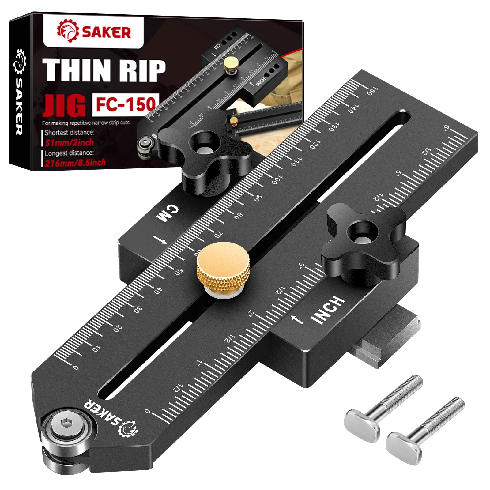 Photo 1 of Saker Thin Rip Jig Table Saw Jig Guide, Making Repetitive Narrow Strip Cuts, Fit for 3/4" x 3/8" Slots, for Table Saw Band Saw Router Table Black