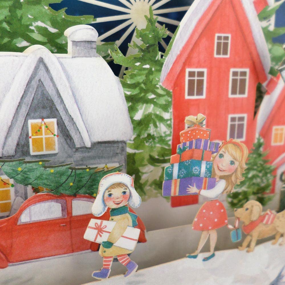 Coming Home for Christmas 3D Pop Up Christmas Greeting Card by Alljoy Cards XPOP016, 15cm x 15cm - Image 3
