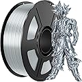 Silk PLA Filament Silver 1.75mm, 1kg (2.2lbs) 3d Printer Filament, Dimensional Accuracy +/- 0.03mm PLA Filament Fast for 3D Printers