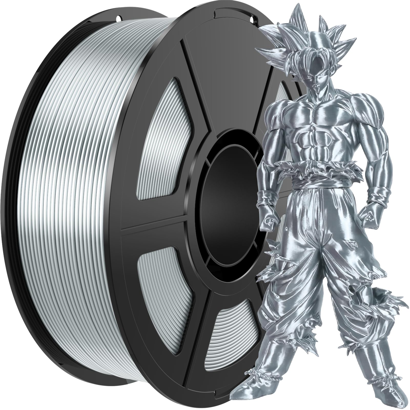 Amoybaby Silk Silver PLA Filament 1.75mm, High Speed PLA for Fast Printing Shiny 3D Printer Filament Low Warp & Clog-Free, Dimensional Accuracy +/-