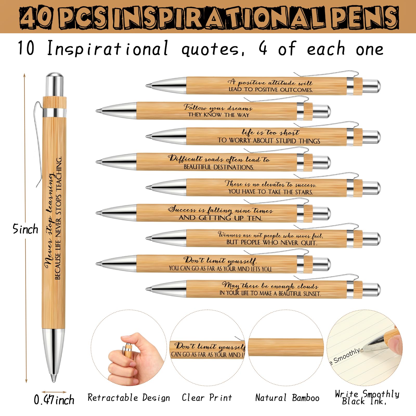 Seajan 16 Set Of Inspirational Notepads, Motivational Ballpoint Pens, Bag Set Inspirational