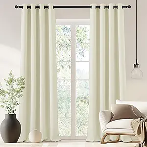 NICETOWN Blackout Drapery Curtain Panel 90 inches Long - Window Treatment Thermal Insulated Grommet Blackout Curtain/Drape for Bedroom Living Room (Beige, 1 Panel, 46 by 90 inches)
