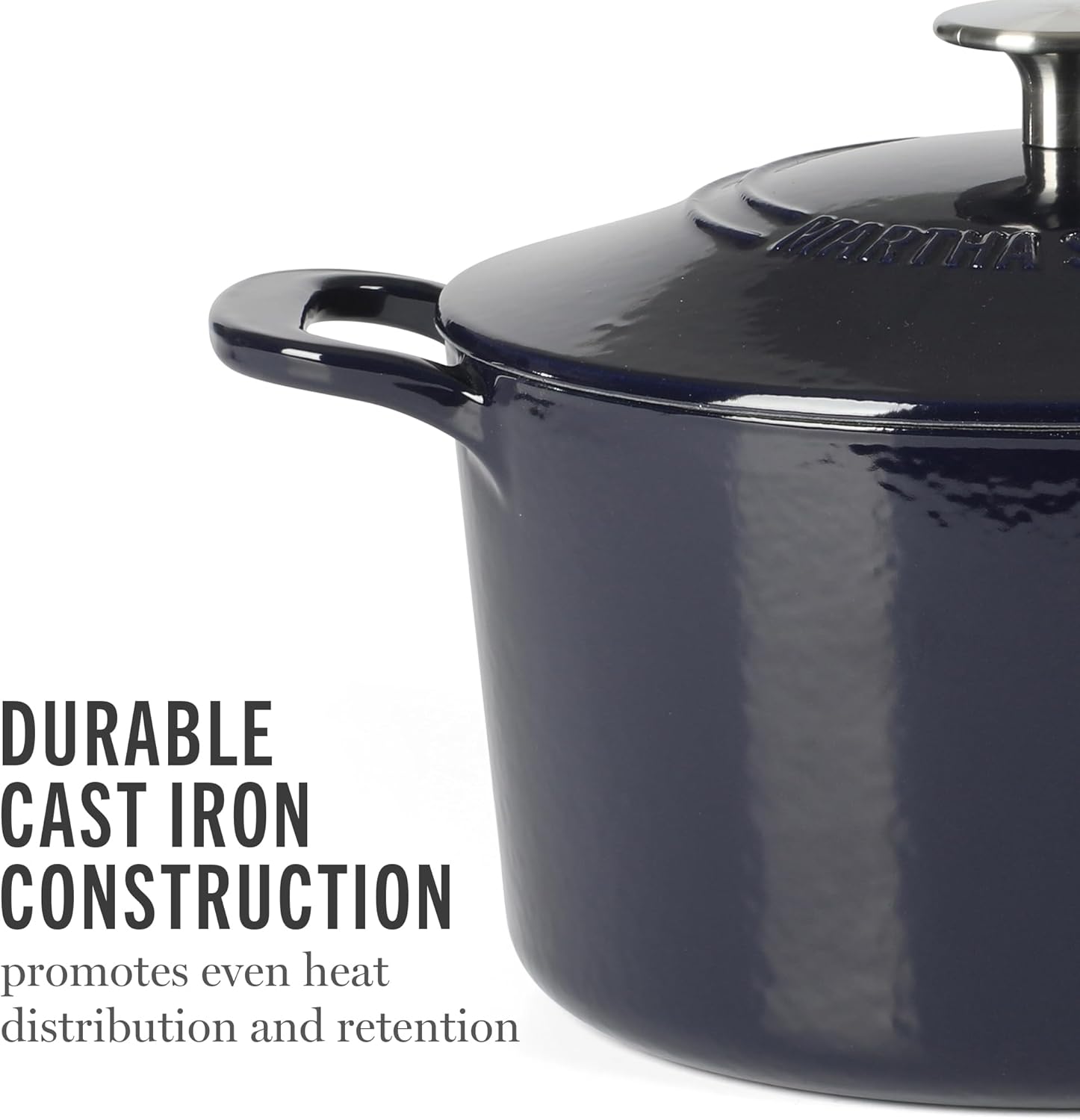 Martha Stewart Gatwick 4 Quart Enamel Cast Iron Dutch Oven - Navy Blue - Image 5