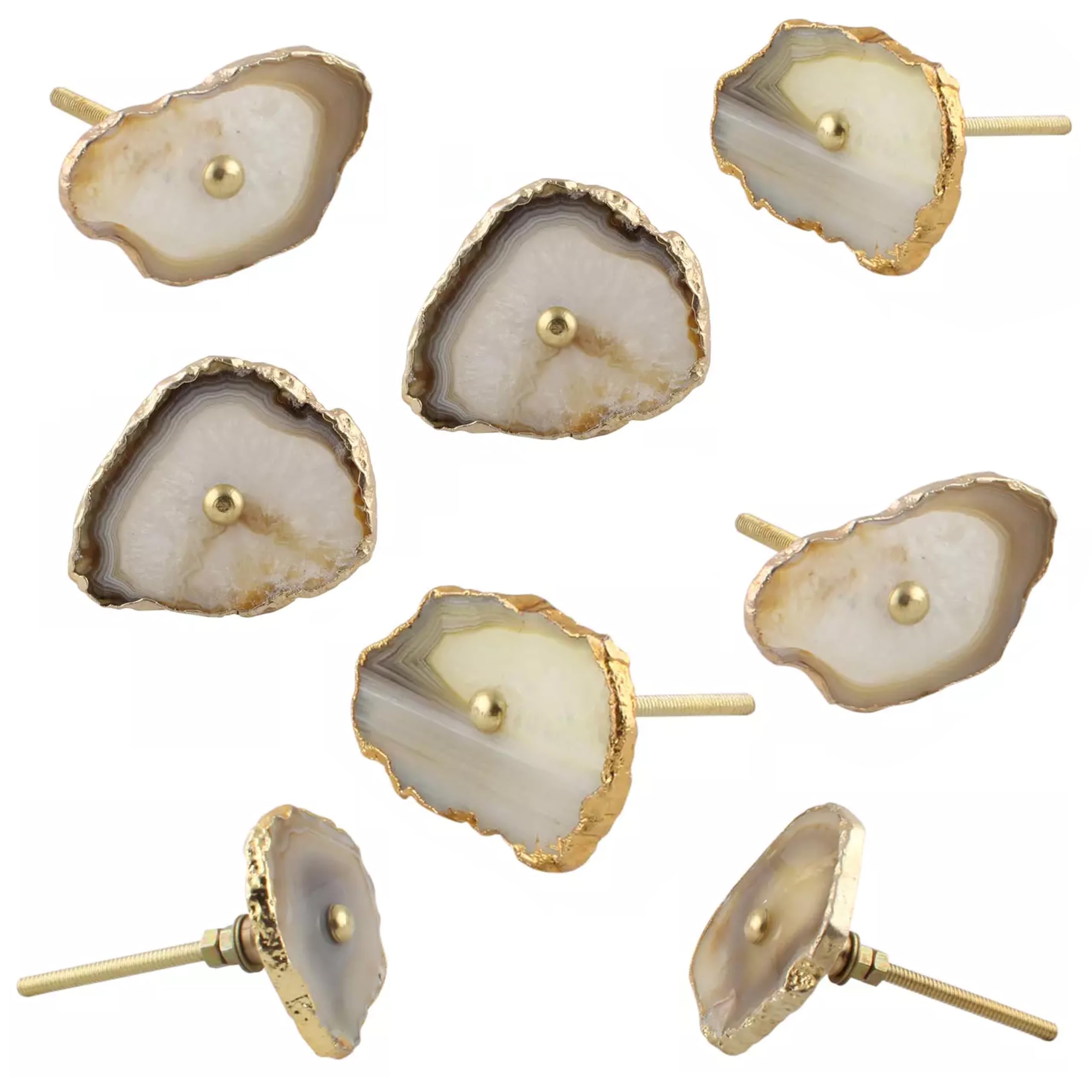 IndianShelf Handmade Stone Kitchen Knobs Cupboard Pulls Door Handles (Natural with Golden; 2 Inches) Pack of 8 (B07V1GQ63F) Amazon Price History, Amazon Price Tracker