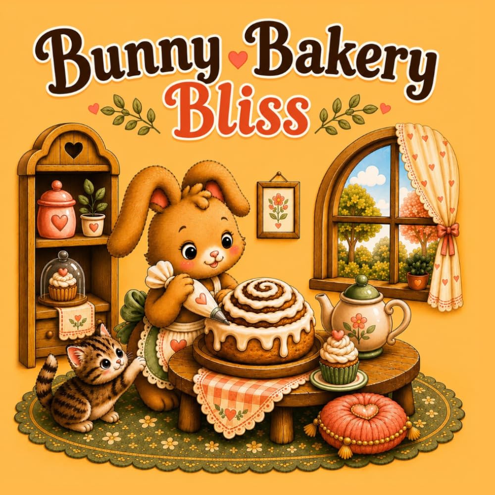 Bunny Bakery Bliss: Cute and Cozy Bakery Coloring Book for Adults (A Bold and Easy Coloring Book)