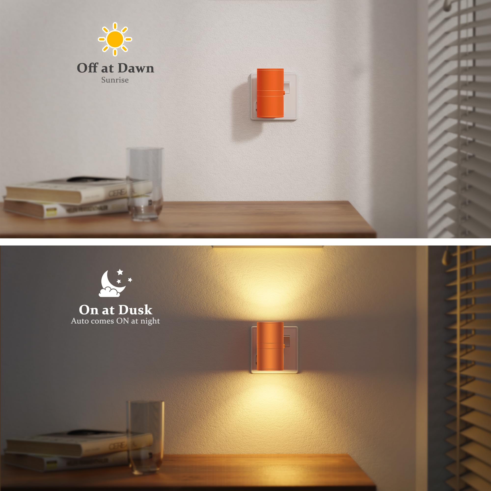 JandCase Night Light, Night Light Plug in Wall, Dusk to Dawn Sensor, Dimmable Nightlight 0-100LM, 3000K Warm White - Image 3