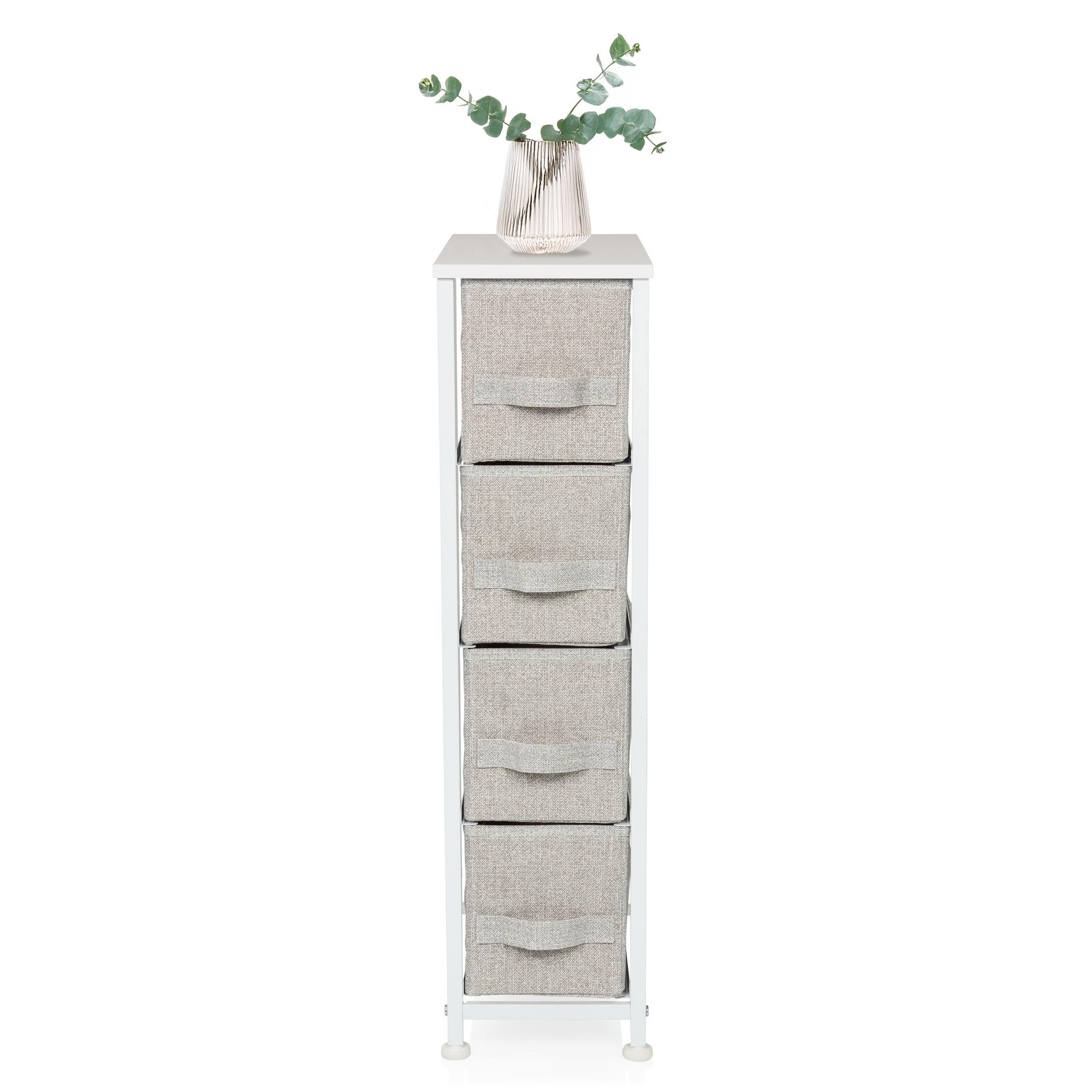 Cassettiera con 4 cassetti in tessuto FOLDRESS S 20x48x76 cm Organizzatore per cassetti, piedini regolabili in altezza, struttura in metallo, grigio