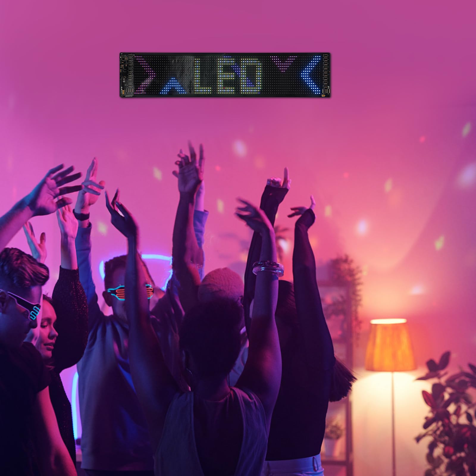 Letrero LED programable, flexible LED con control por aplicación Bluetooth y mando a distancia, IP65, pantalla digital para sala de juegos, fiesta, cartel publicitario, coche (59,5 cm x 12 cm)