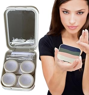 Contact Lens Case - Contact Box Holder - Portable Contact Box with Mirror Tweezers Solution Bottle, Contact Lens Holder Kit for Daily and Outdoor Use Suanq
