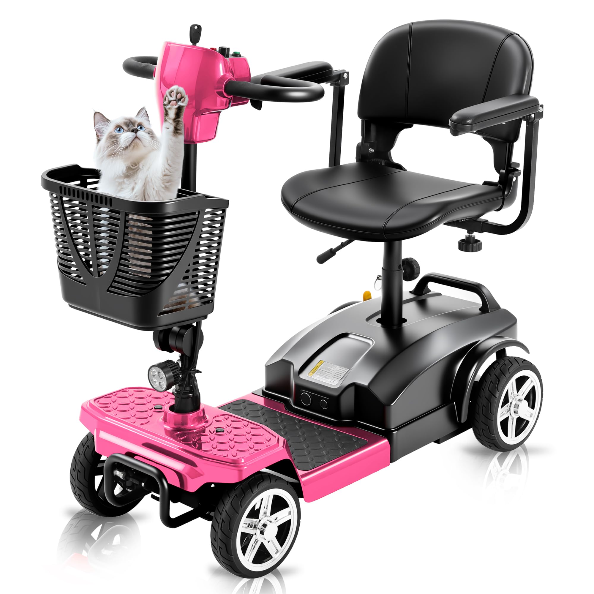 Cycmate 4 Wheel Mobility Scooter for Seniors & Adults 15 Mile Range, 6 MPH Powered Mobility Scooter with 300 lbs Capacity, Foldable Compact Mobility