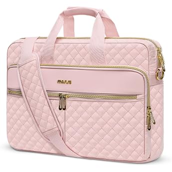 MOSISO Laptop Bag 16 Inch Laptop Shoulder Bag Women 15-15.6 Inch Briefcase Handbag Square Quilted Laptop Shoulder Bag Office 